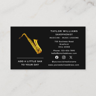 Social Media Saxophone Player Saxophonist Musician Business Card