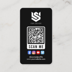 Social Media Scan Me QR Code Logo Modern Simple Business Card
