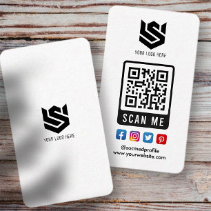 Social Media Scan Me QR Code Logo Modern Simple Business Card