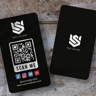 Social Media Scan Me QR Code Logo Modern Simple Business Card