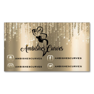 Social Media Sepia Gold Drips Logo Metal Magnetic Business Card