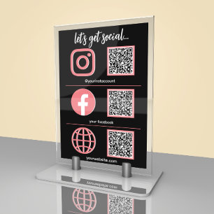 Social Media Sign   QR Code Business Table Card 