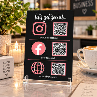 Social Media Sign | QR Code Business Table Card