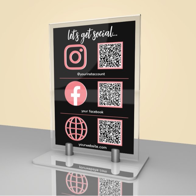 Social Media Sign | QR Code Business Table Card  (Creator Uploaded)