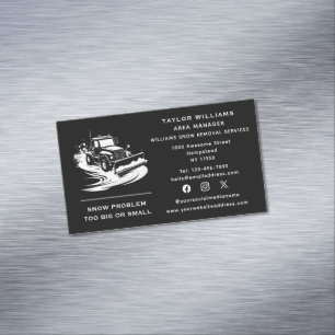 Social Media Snow Removal Services Snowplow Winter Magnetic Business Card