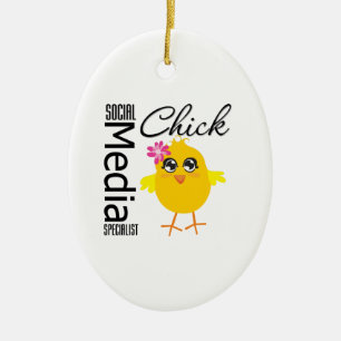 Social Media Specialist Chick Ceramic Tree Decoration