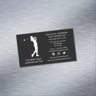 Social Media Sport Coach Female Golf Instructor Magnetic Business Card