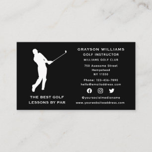 Social Media Sport Coach Male Golf Pro Instructor Business Card