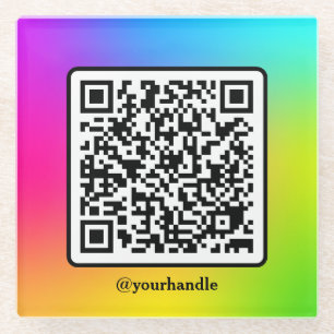 Social Media Square QR Code Gradient Custom Glass Coaster