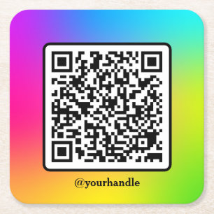 Social Media Square QR Code Gradient Custom Square Paper Coaster