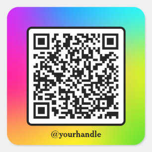 Social Media Square QR Code Multicolour Custom Sticker