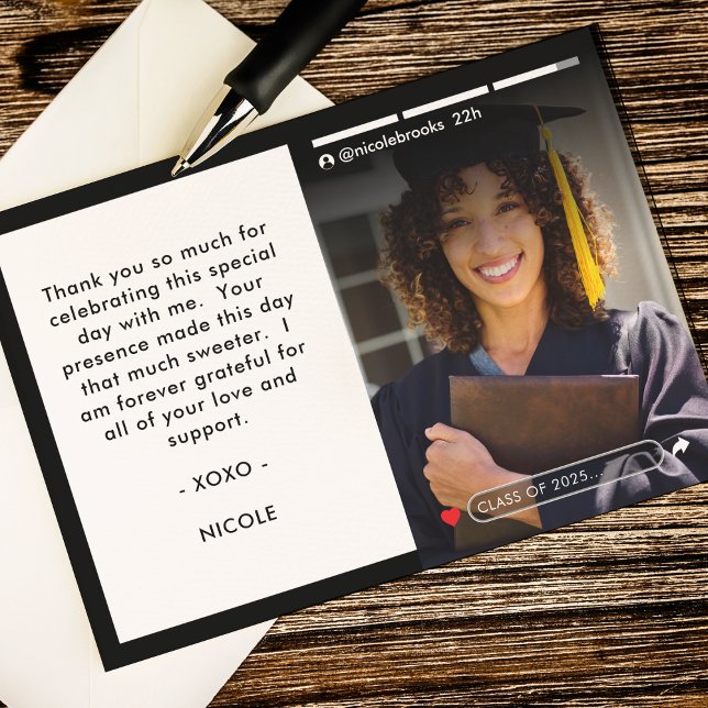Social Media Story Post Photo Graduation Thank You Card (Creator Uploaded)
