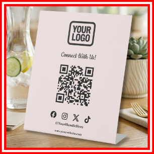 Social Media Tabletop Sign Instagram Pink QR