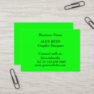 Social media Trendy Neon Modern Fluorescent Green Business Card