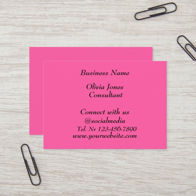 Social media Trendy Neon Modern Neon Pink Business Card (Front/Back In Situ)