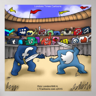 Social Media Wars Funny Poster by Rick London
