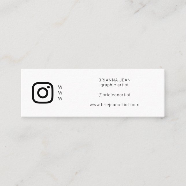 Social Media & Website Minimalist Simple White IG Mini Business Card (Front)