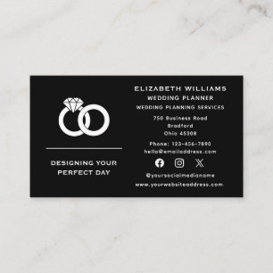 Social Media Wedding Rings Event Planner Planning Business Card