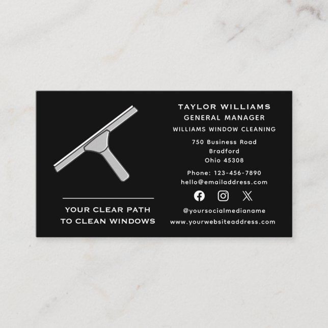 Social Media Window Cleaner Washing Cleaning Clean Business Card (Front)