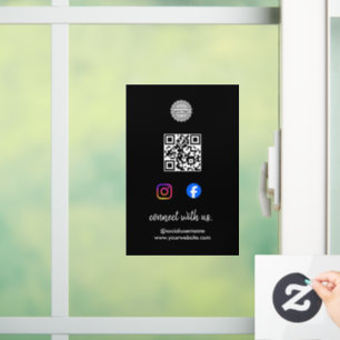 Social Media Window Decal   Instagram Facebook QR