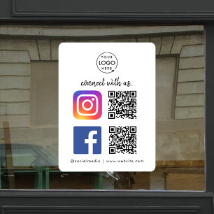 Social Media Window Decal   Instagram Facebook QR