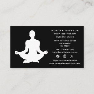 Social Media Yoga Instructor Health And Wellness Business Card