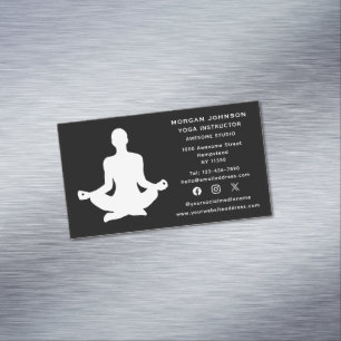 Social Media Yoga Instructor Health And Wellness Magnetic Business Card