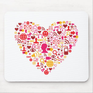 Social Network Heart Mouse Mat