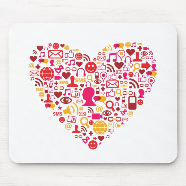 Social Network Heart Mouse Mat (Front)