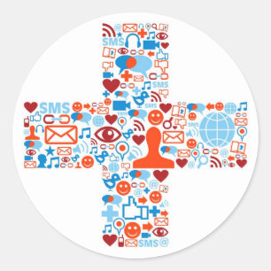 Social Plus Shape Classic Round Sticker