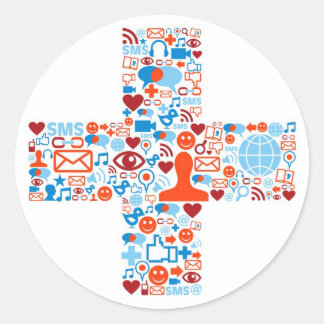 Social Plus Shape Classic Round Sticker