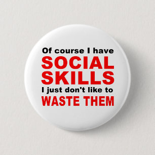 Social skills 6 cm round badge