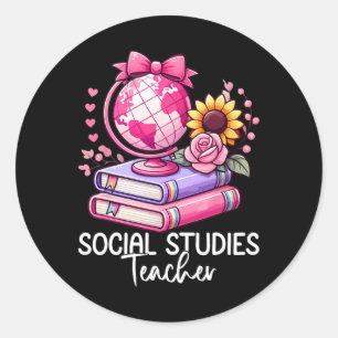 Social Studies History Teacher Earth Globe Back To Classic Round Sticker