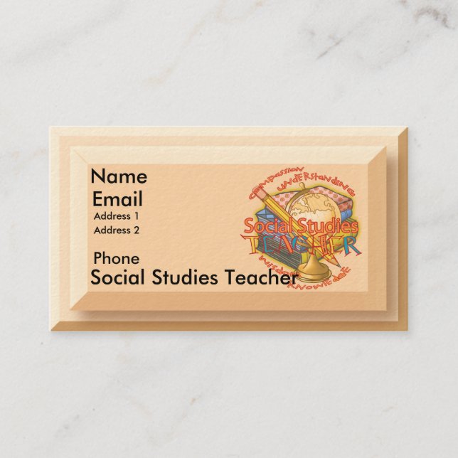 Social Studies Teacher Motto  Business Card (Front)