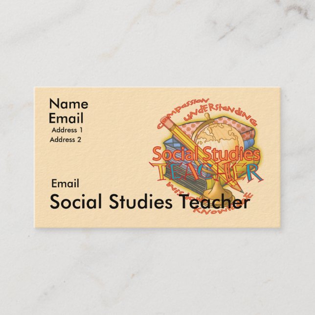 Social Studies Teacher Motto  Business Card (Front)