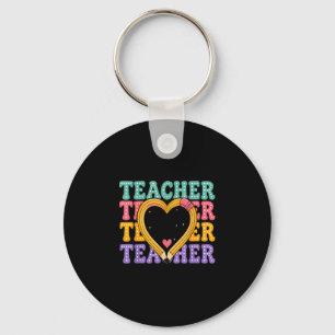 Social studies teacher pencil heart leopard back key ring