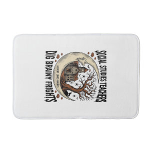 Social Studies Teacher Shirt Spooky Brainy Frights Bath Mat