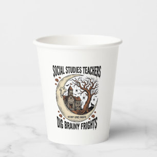 Social Studies Teacher Shirt Spooky Brainy Frights Paper Cups