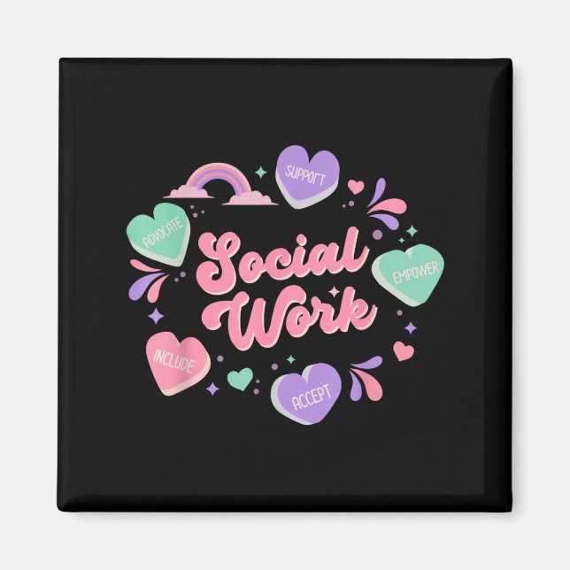 Social work candy heart valentines day school magnet (Front)
