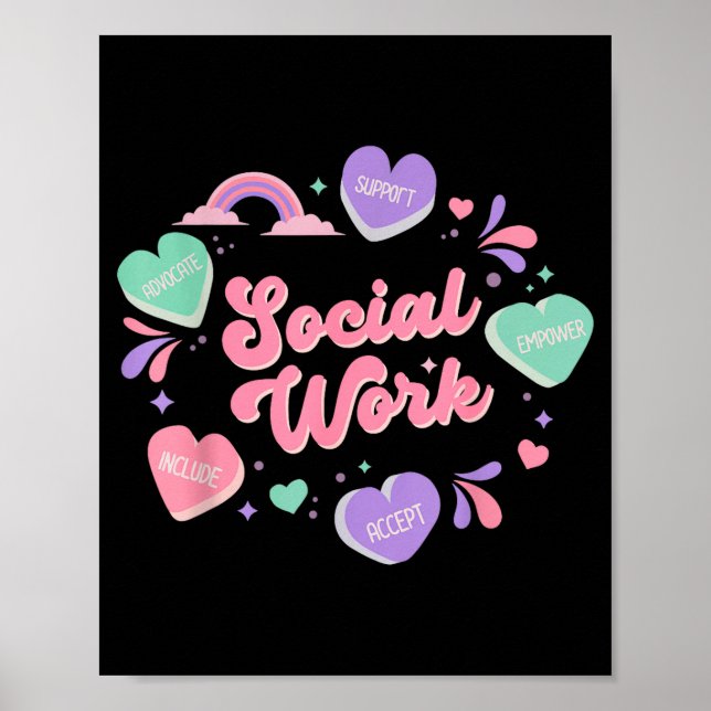 Social work candy heart valentines day school poster (Front)