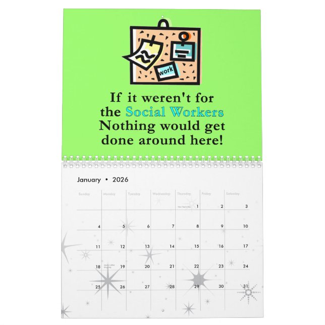 Social Work Humour Calendar (Jan 2026)