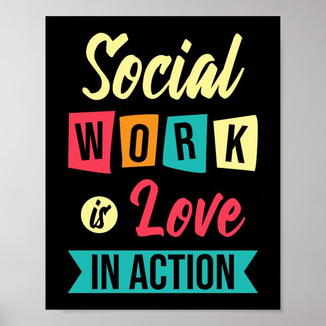 Social Work Is Love School Gift Mental Health Poster (Front)