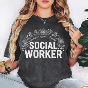 Social Worker Advocate Support Empower Floral Desi T-Shirt