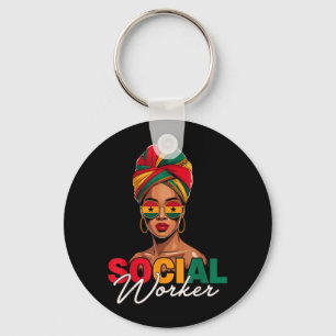 Social Worker Afro Woman Black History Month Key Ring