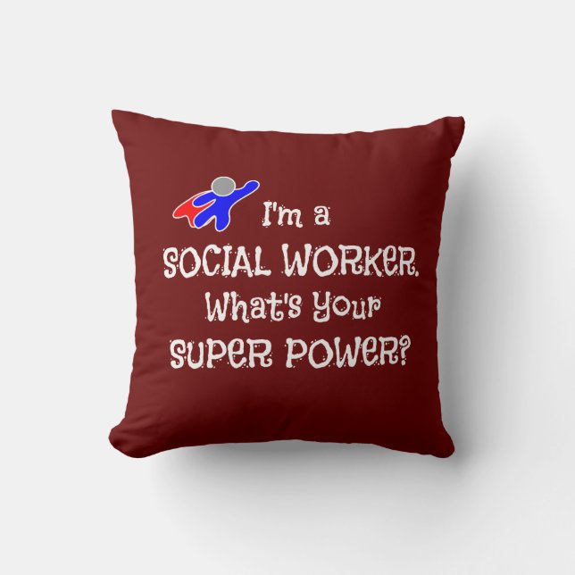 Social Worker and Super Hero Cushion (Front)