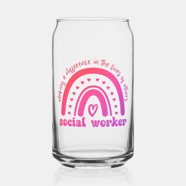 Social Worker Appreciation and Graduation Can Glass (Front)