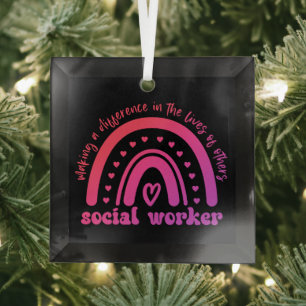Social Worker Appreciation and Graduation Glass Tree Decoration