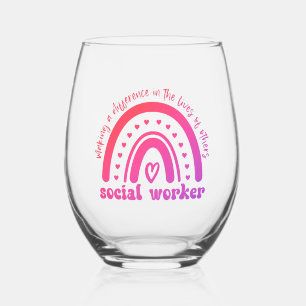 Social Worker Appreciation and Graduation Stemless Wine Glass