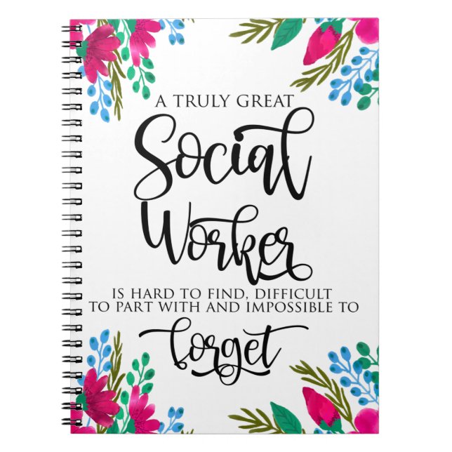 Social Worker Appreciation Floral  Notebook (Front)