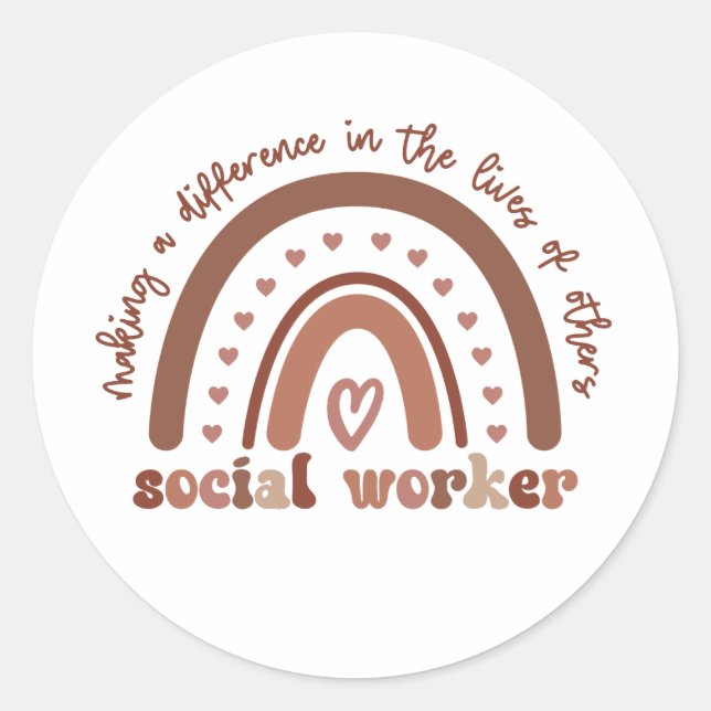 Social Worker Appreciation Graduation Gifts Classic Round Sticker (Front)